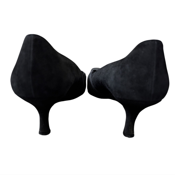 Vintage Stuart Weitzman Black Suede Kitten Heel Pumps Women’s Size 10M - Picture 8 of 9